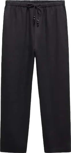 MANGO Black 100% Linen Trousers  BNWT UK S