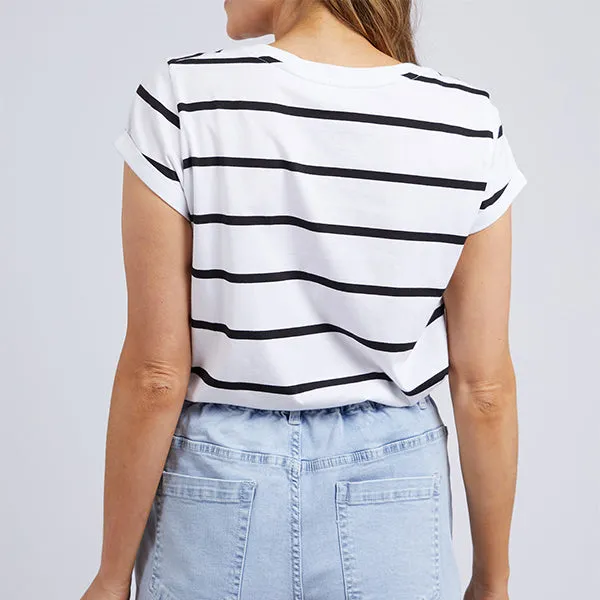 Manly Stripe Tee - White   Black