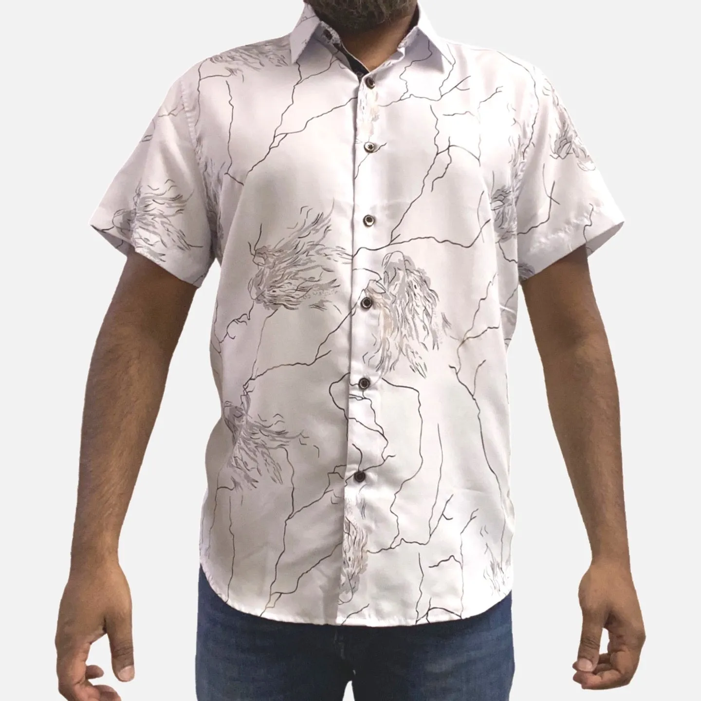 Mens White Short Sleeve Summer Shirt MSF-2107 | Slim Fit