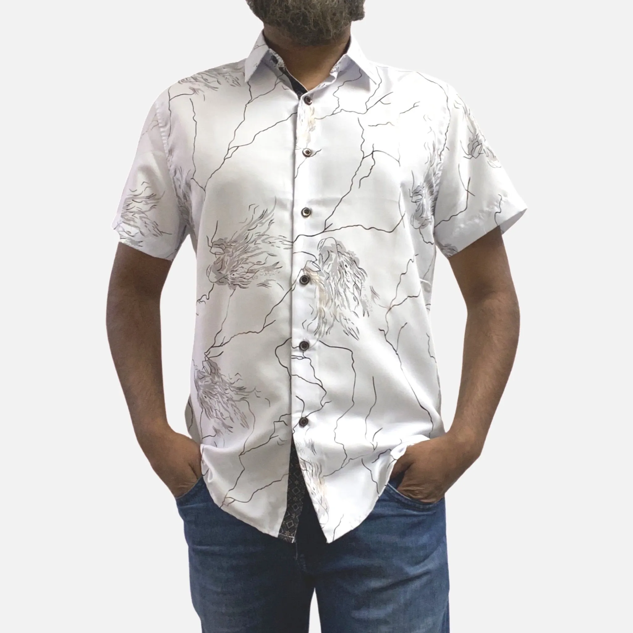 Mens White Short Sleeve Summer Shirt MSF-2107 | Slim Fit