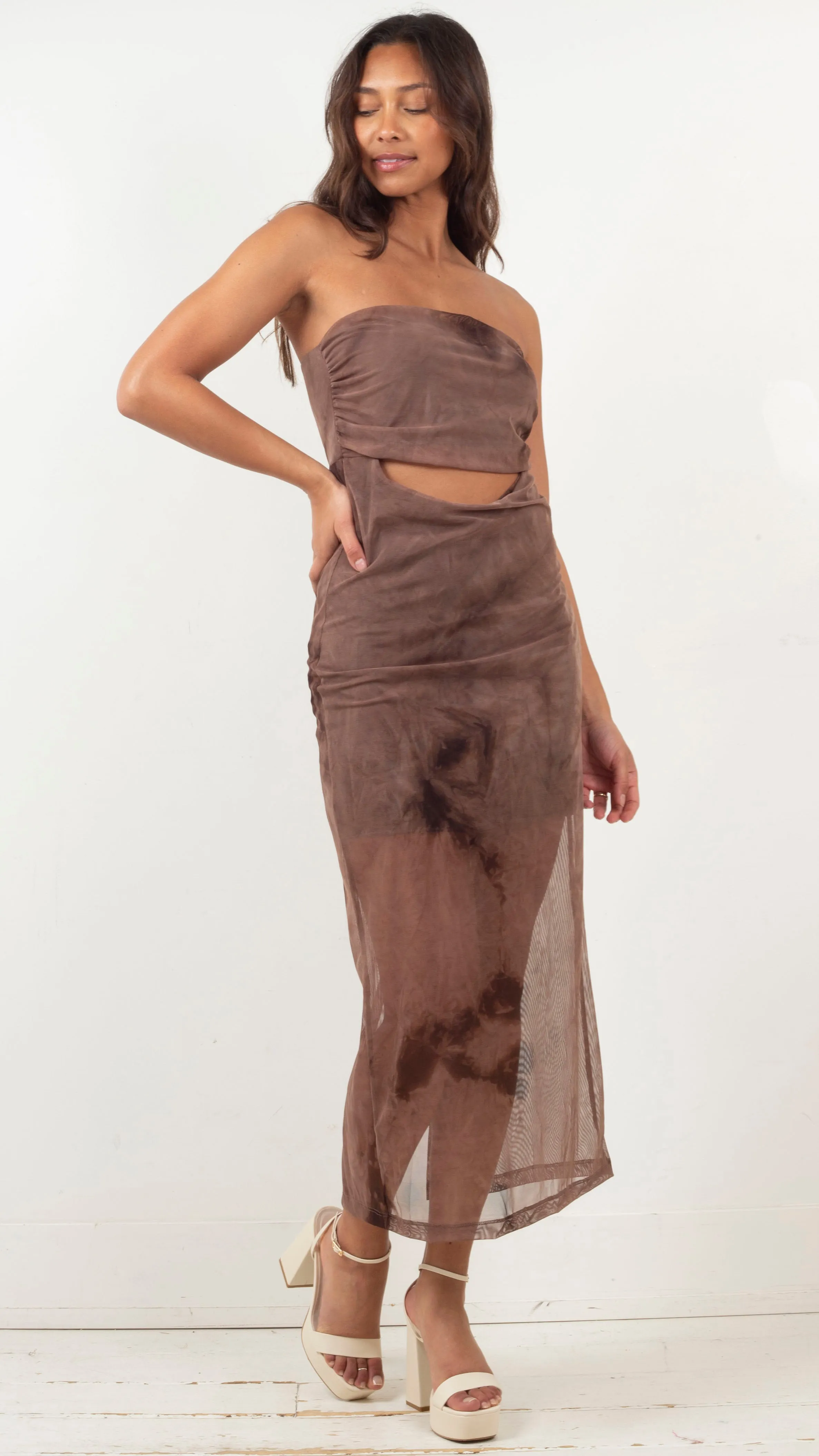 Mesh Tube Dress- Mocha