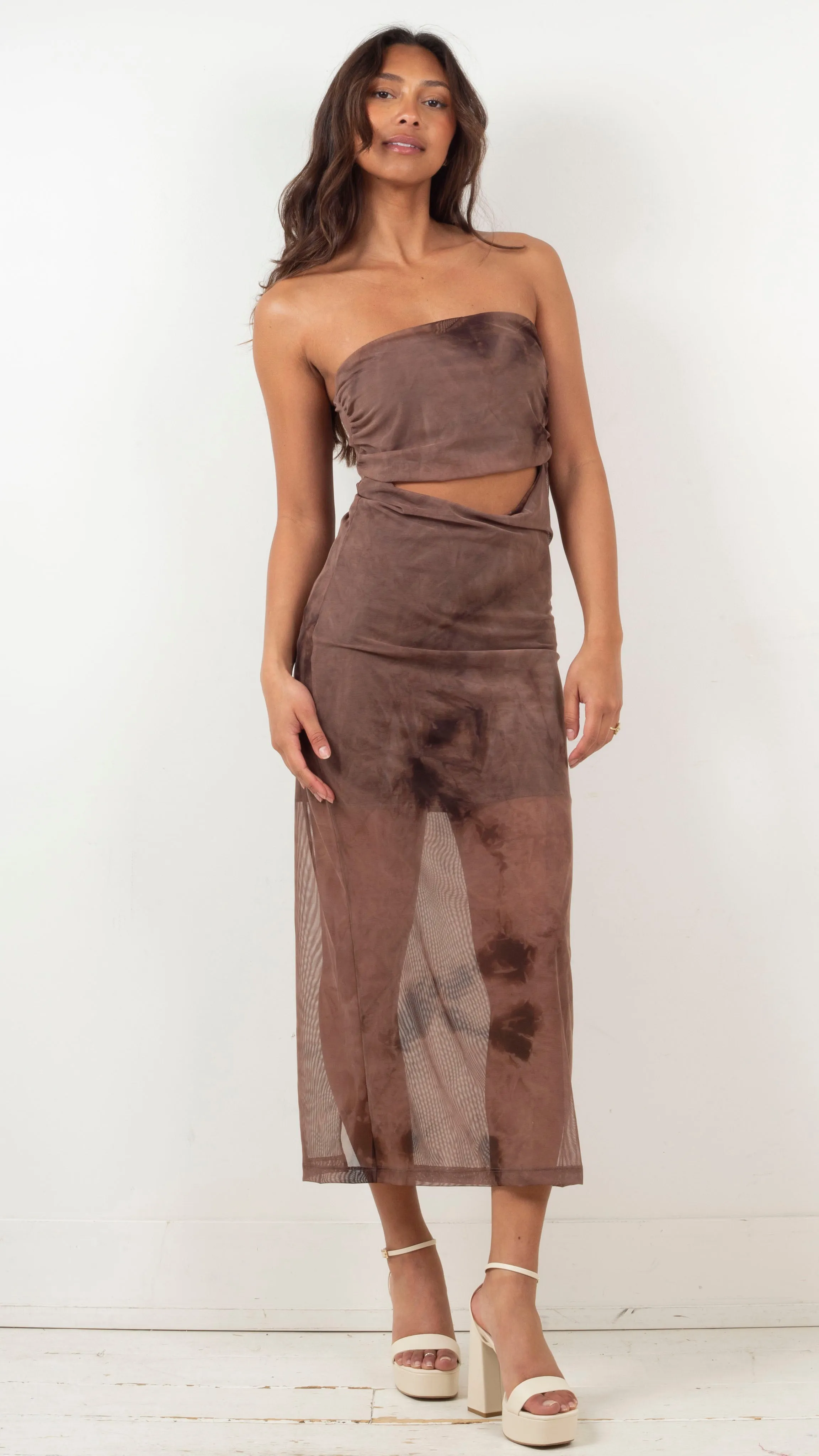 Mesh Tube Dress- Mocha