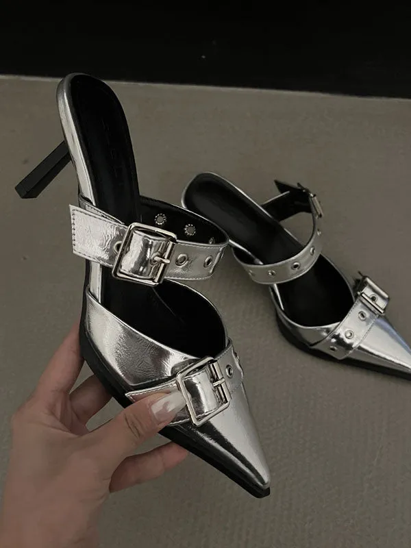 Metal Buckle High-heeled Sandals