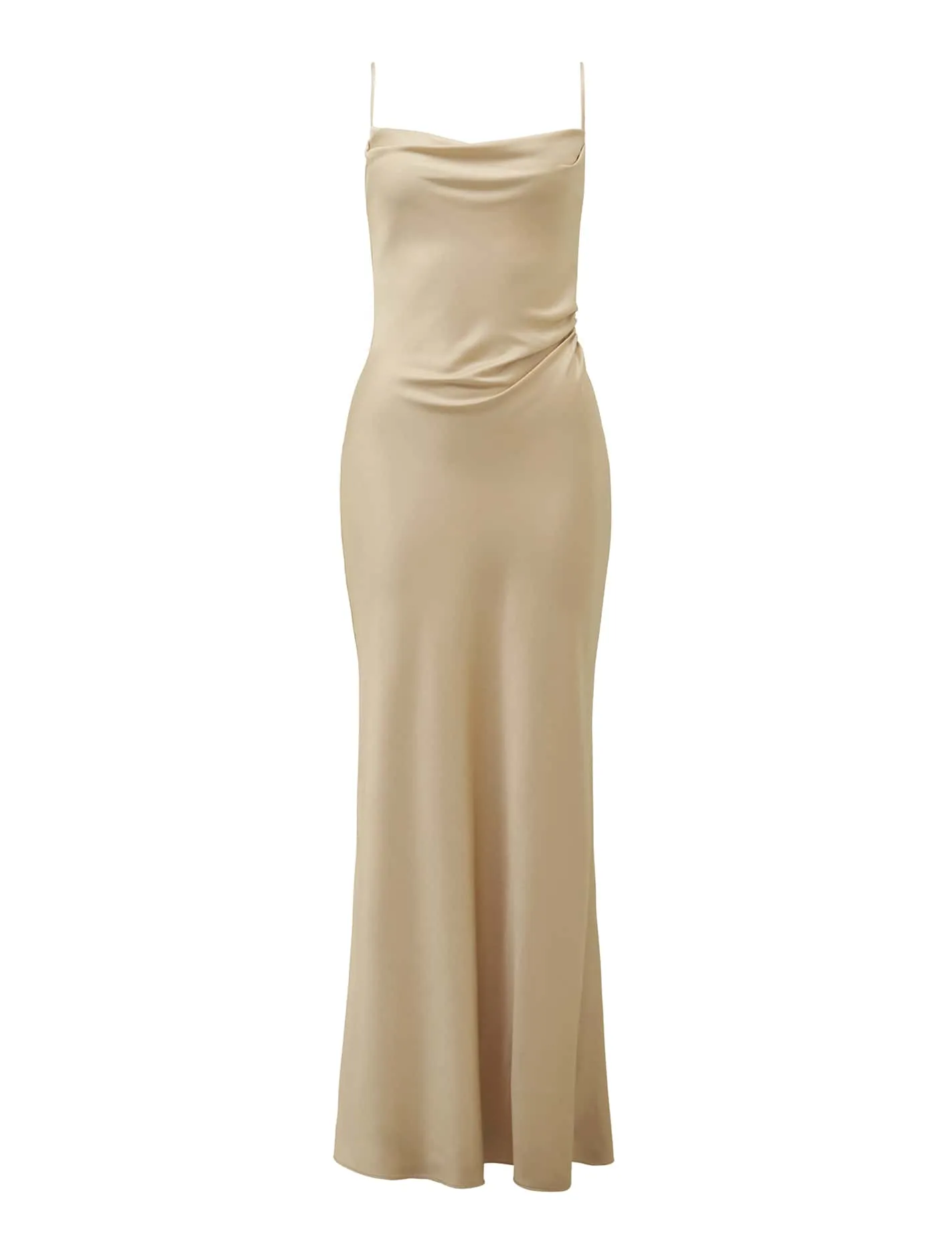 Mia Boat Neck Satin Maxi Dress