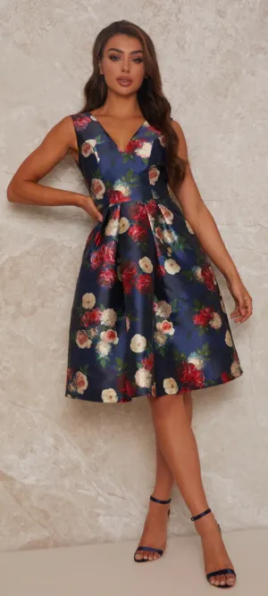 Midi Skater Dress Navy