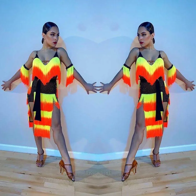 New Multicolor Fringe Sponsored Latin Dress