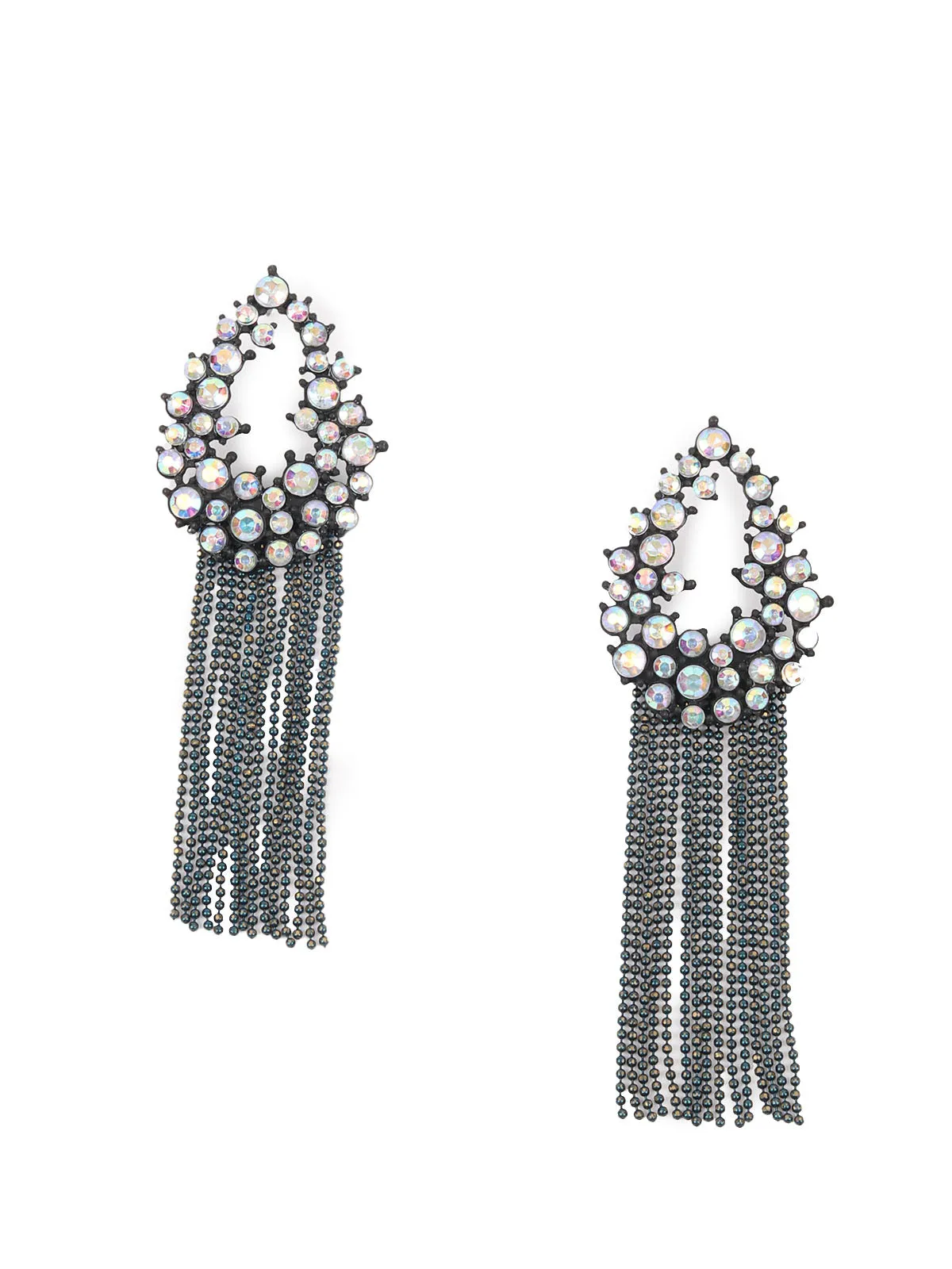 Odette Black Faux Stones Dangler Earring For Women