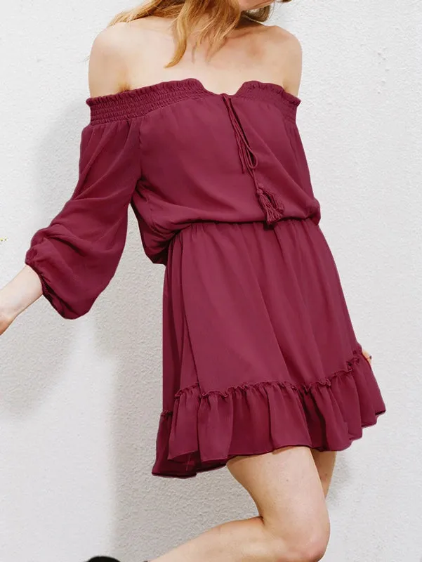 Off-the-shoulder A-line Loose Chiffon Dress