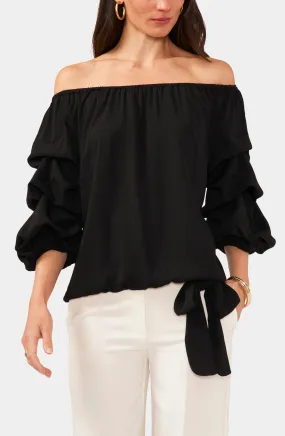 Off The Shoulder Bubble Sleeve Blouse