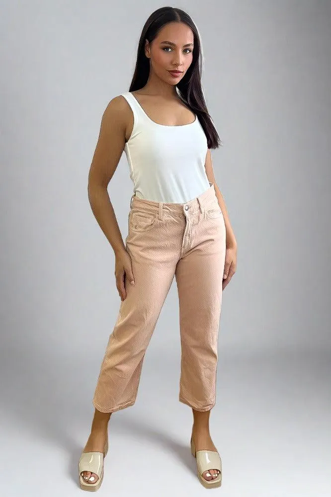 Pastel Colour Cropped Jeans