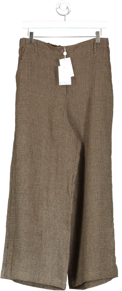 Raey Brown Relaxed Houndstooth Trousers UK 12