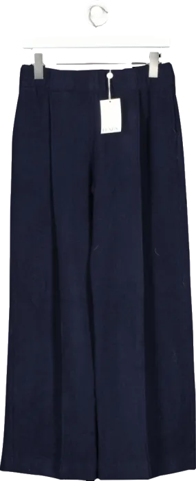 Raey Navy Blue Super-soft Cashmere / Virgin Wool Blend Trousers BNWT UK 8