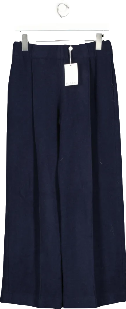 Raey Navy Blue Super-soft Cashmere / Virgin Wool Blend Trousers BNWT UK 8