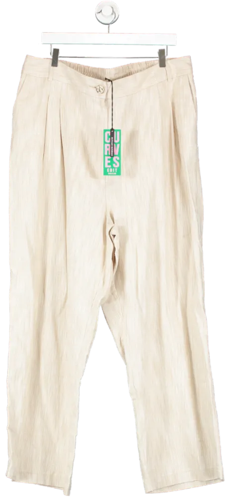 River Island Beige Wide Leg Trousers UK 22