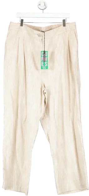 River Island Beige Wide Leg Trousers UK 22