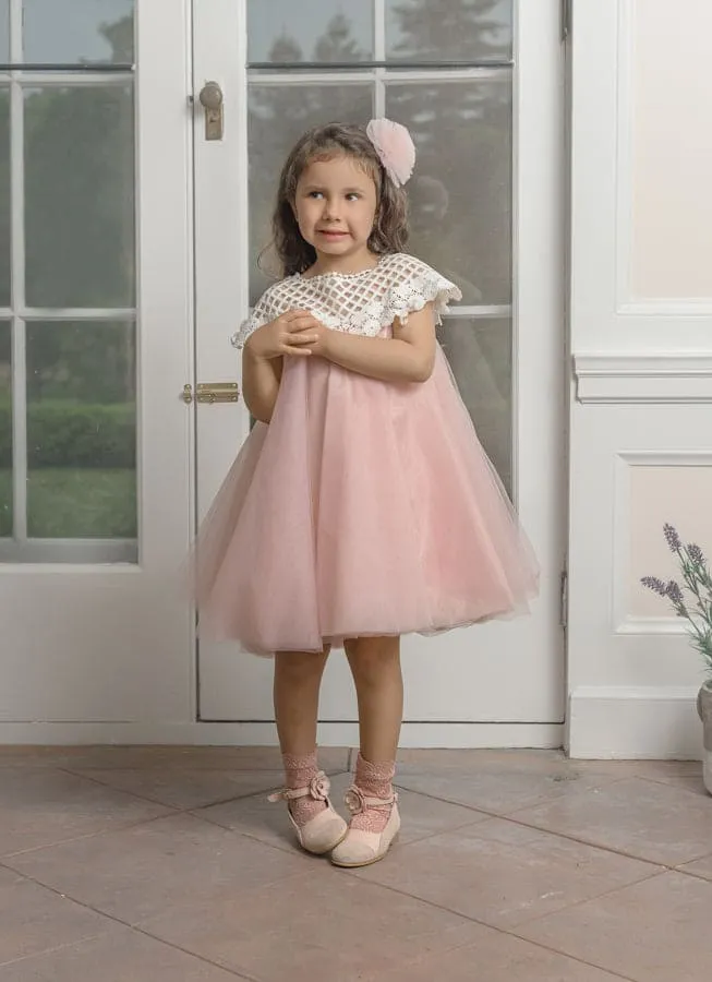 Rosa Pink Tulle Flower Dress