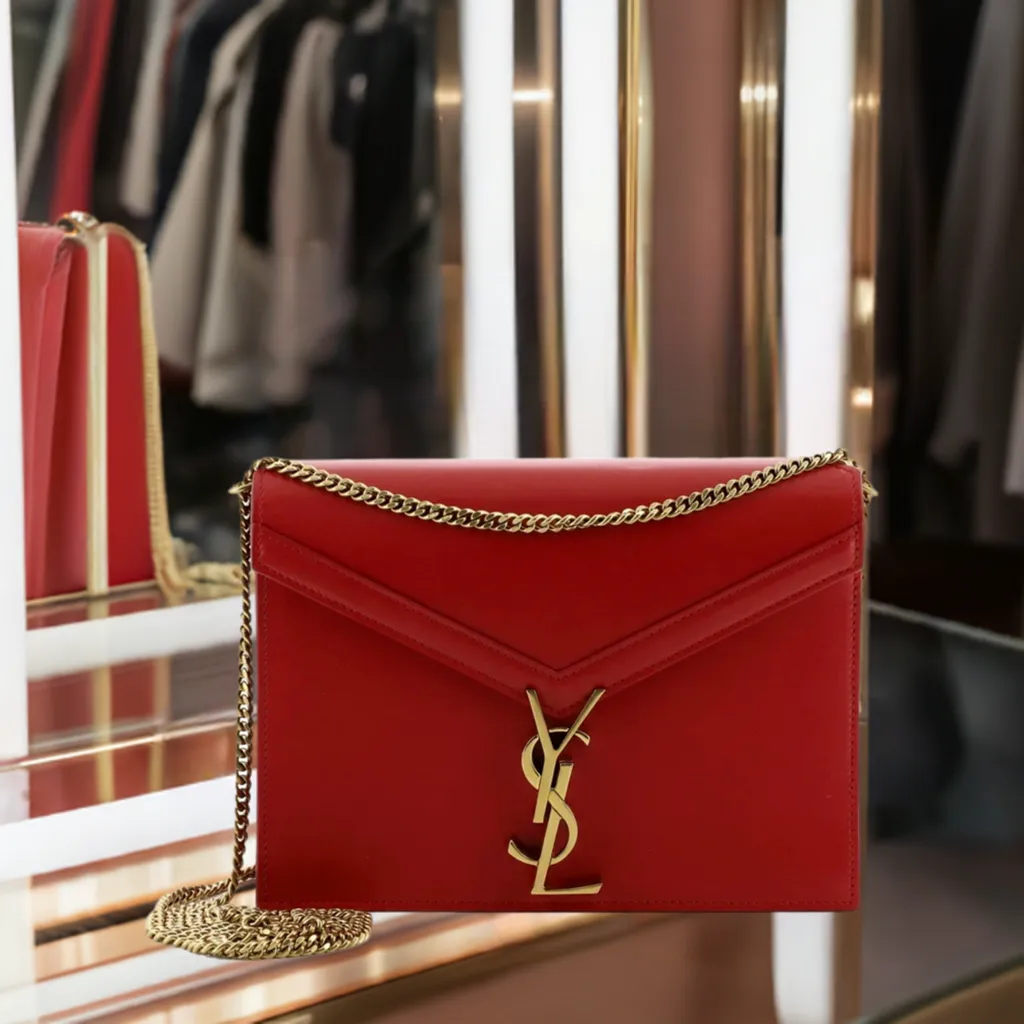 Saint Laurent Cassandra Red Leather Medium Shoulder Bag