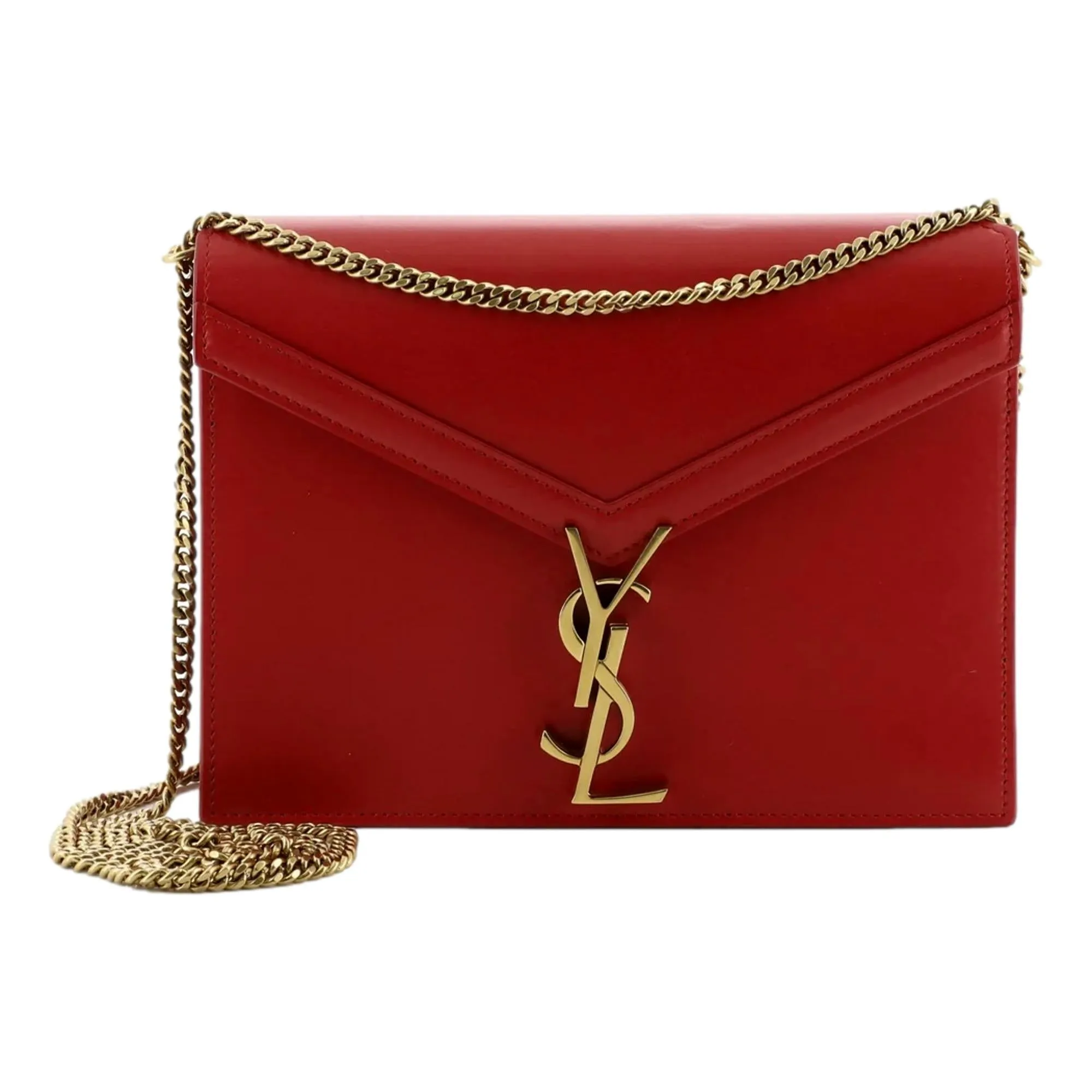 Saint Laurent Cassandra Red Leather Medium Shoulder Bag