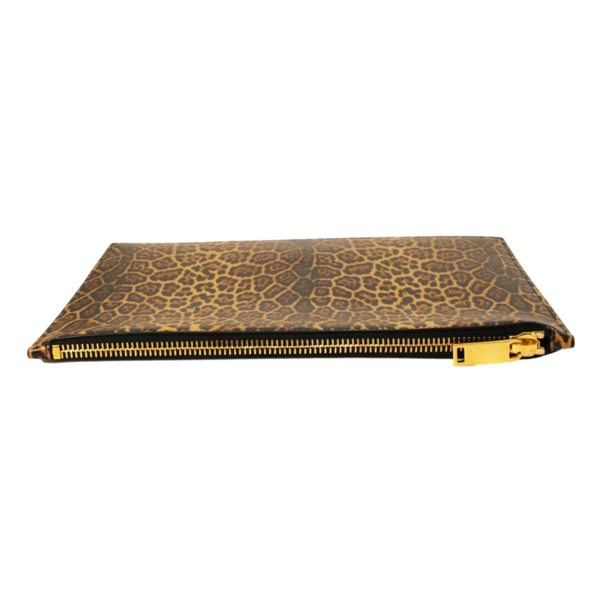 Saint Laurent Leopard Printed Calfskin Leather Medium Pouch