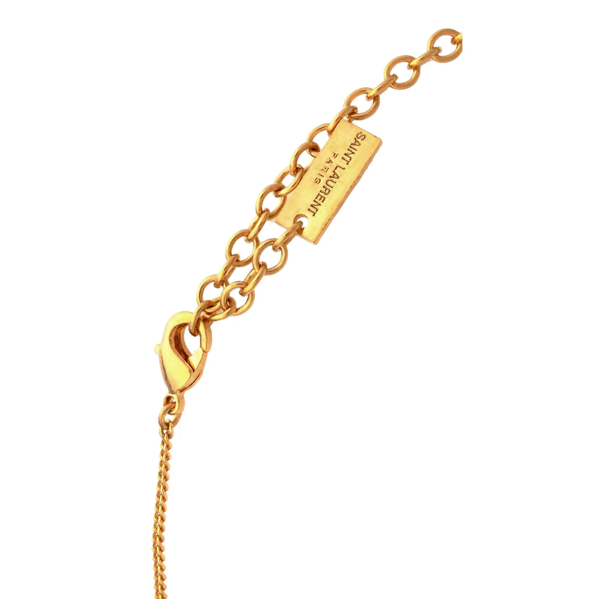 Saint Laurent Military Tag Pendant Necklace Brass Gold