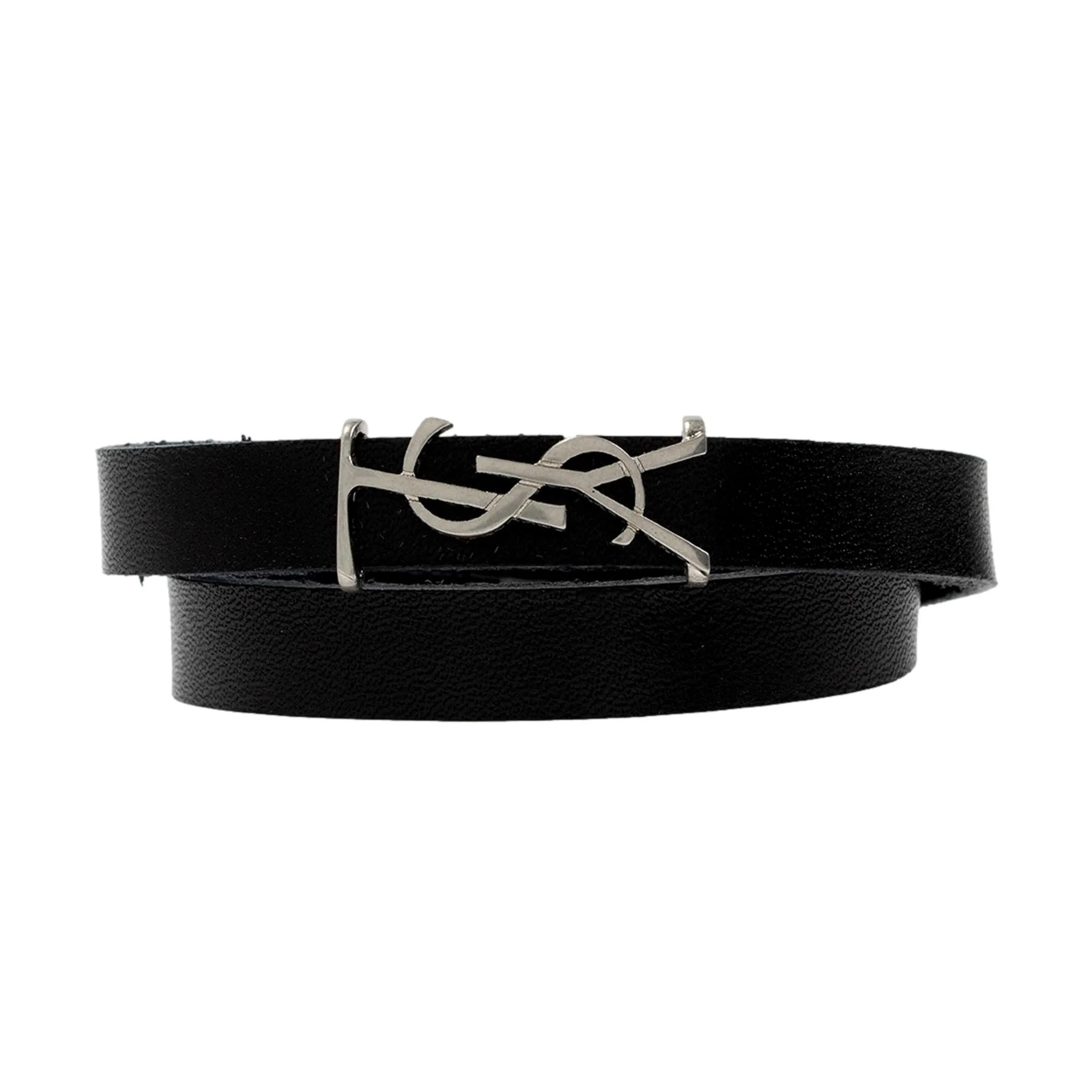 Saint Laurent Monogram Black Leather Bracelet