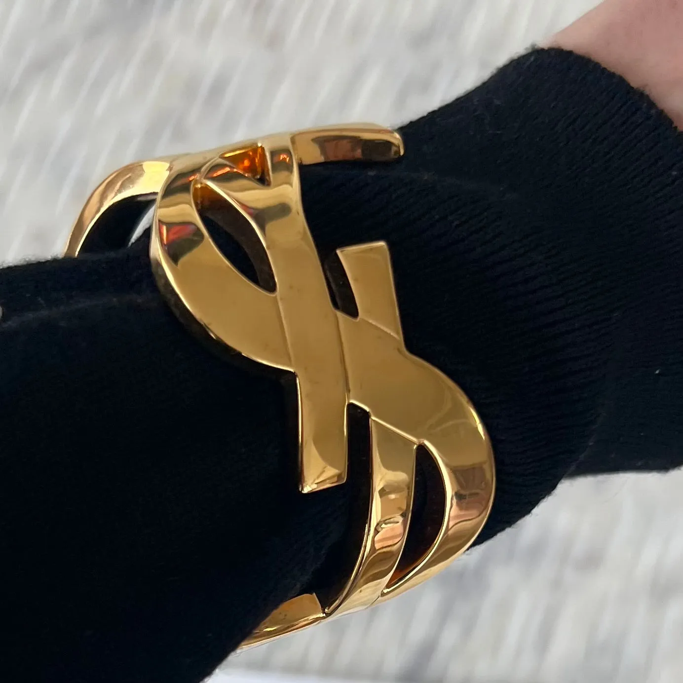 Saint Laurent Opyum Twist Bracelet Cuff In Gold Tone Metal