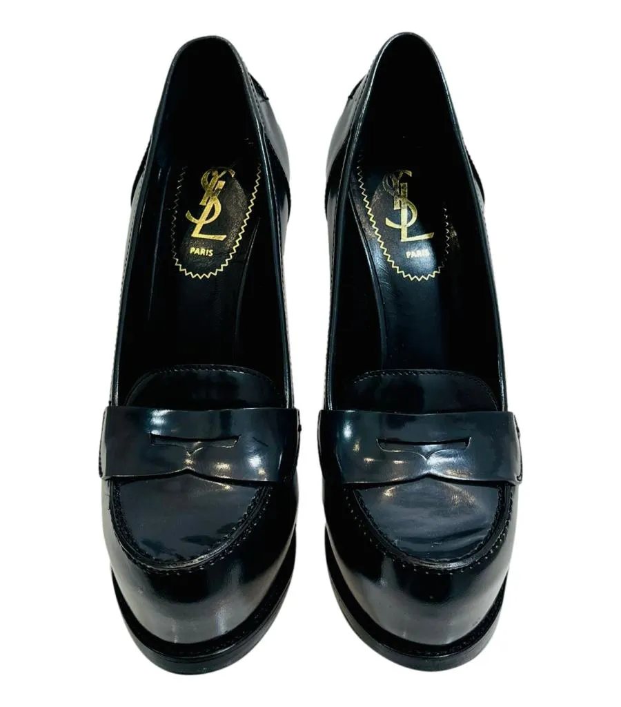 Saint Laurent Tribtoo Loafer Platform Leather Pumps. Size 37