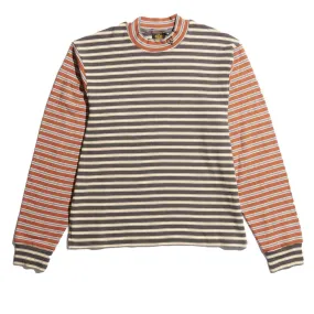 Vintage-Inspired Striped Mock Neck Top – Black & Burnt Orange by SexHippies