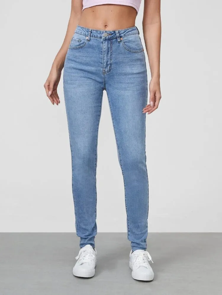 Sky Blue High Waist Skinny Jeans