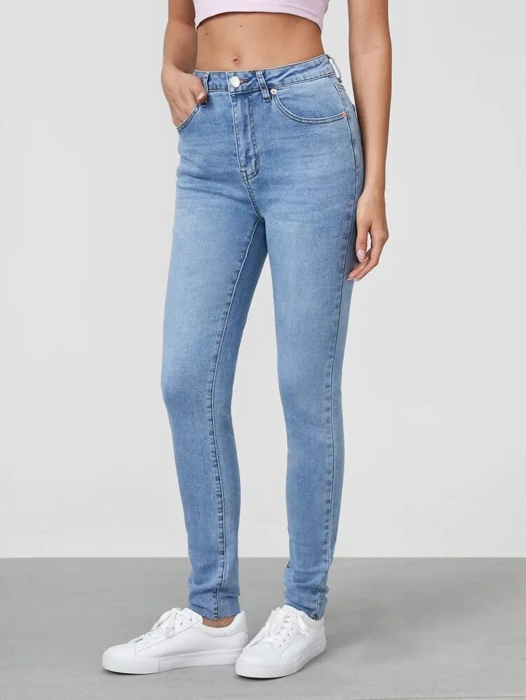 Sky Blue High Waist Skinny Jeans