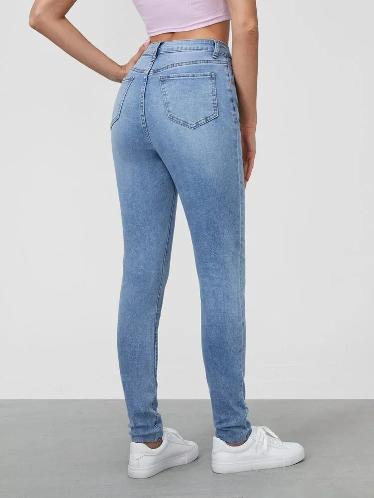 Sky Blue High Waist Skinny Jeans