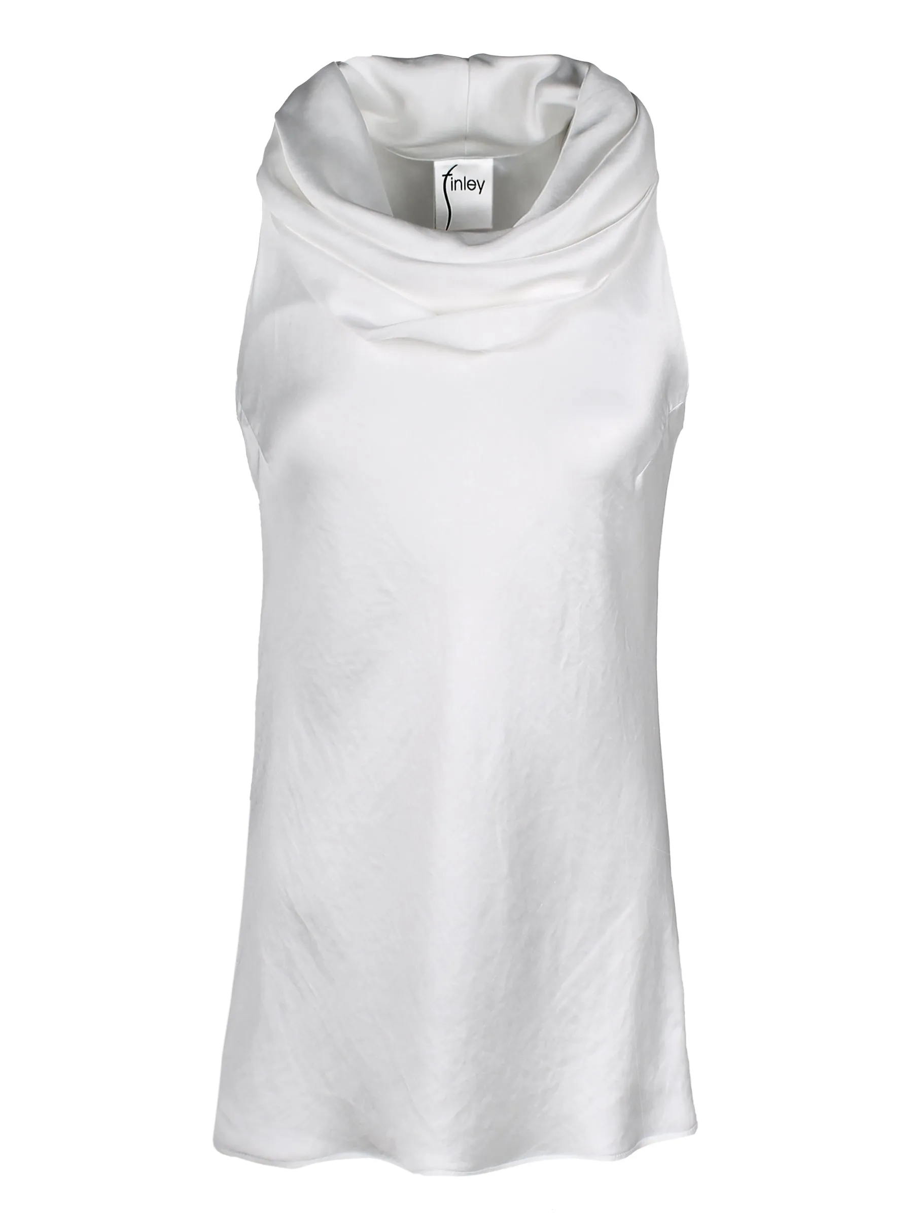 Sleeveless Cowl Top Ivory Hammered Satin