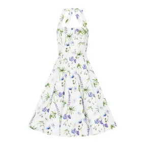 Spring Floral Halterneck Swing Tea Dress