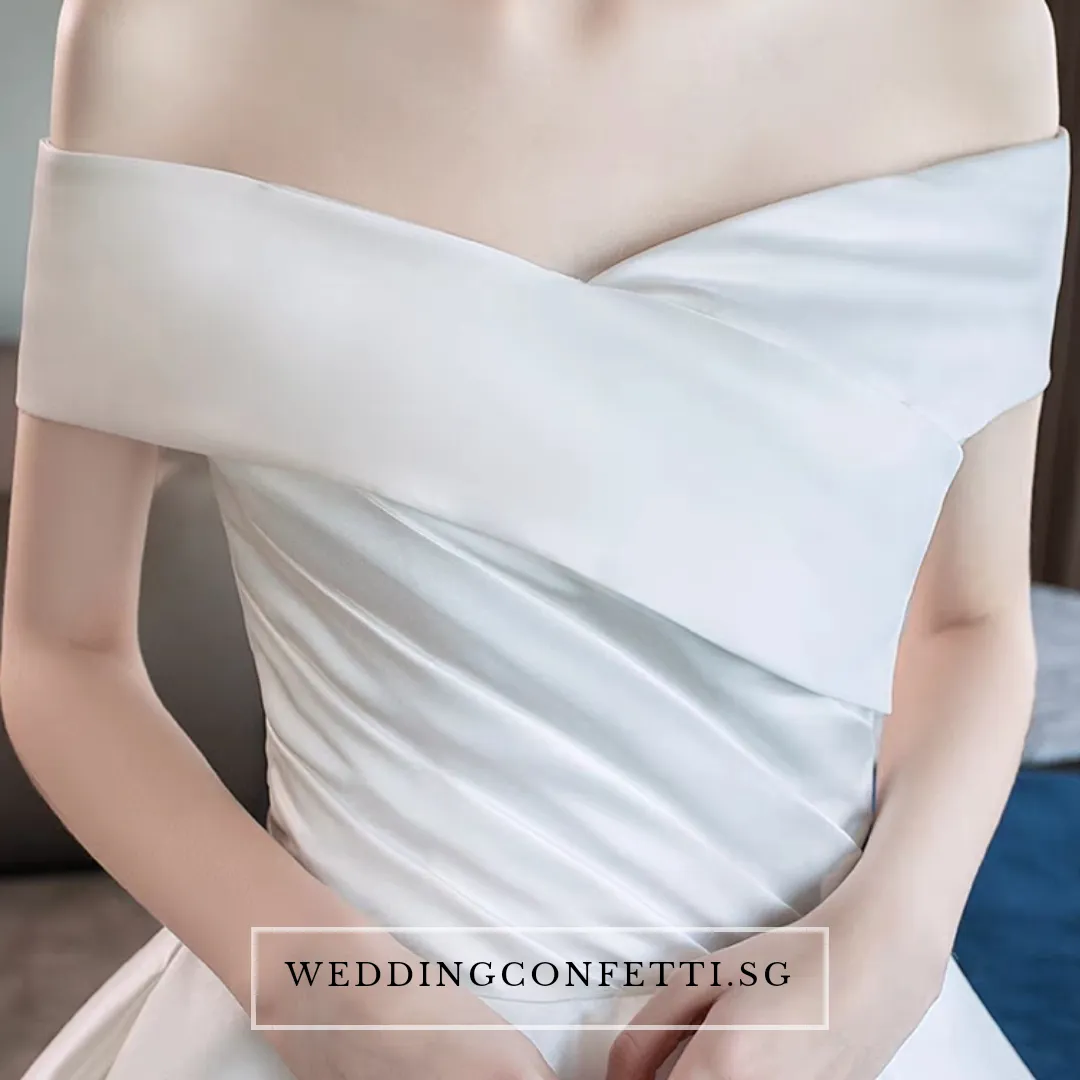 The Catelyn Wedding Bridal Off Shoulder Satin Gown