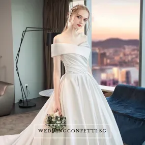 The Catelyn Wedding Bridal Off Shoulder Satin Gown