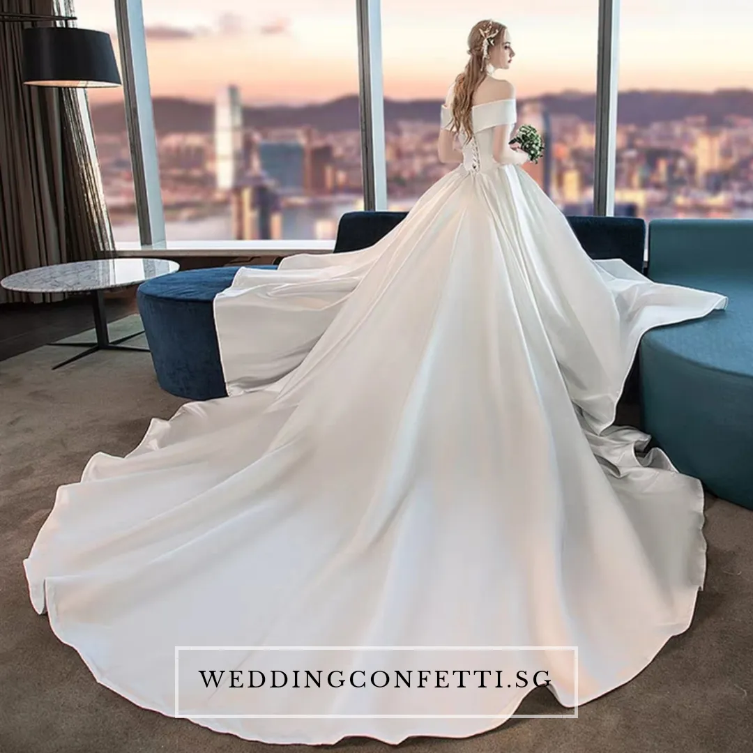 The Catelyn Wedding Bridal Off Shoulder Satin Gown