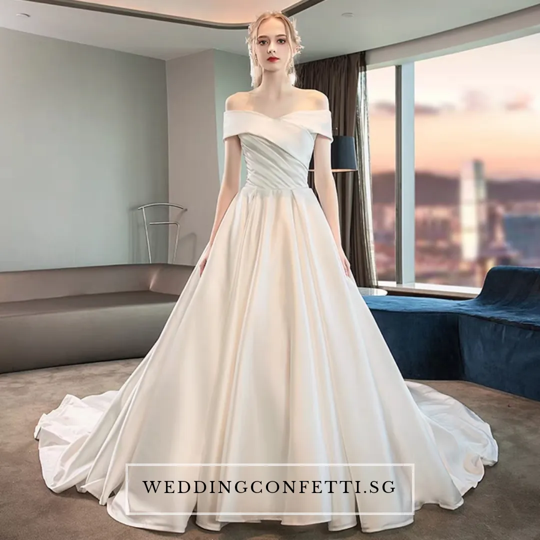 The Catelyn Wedding Bridal Off Shoulder Satin Gown