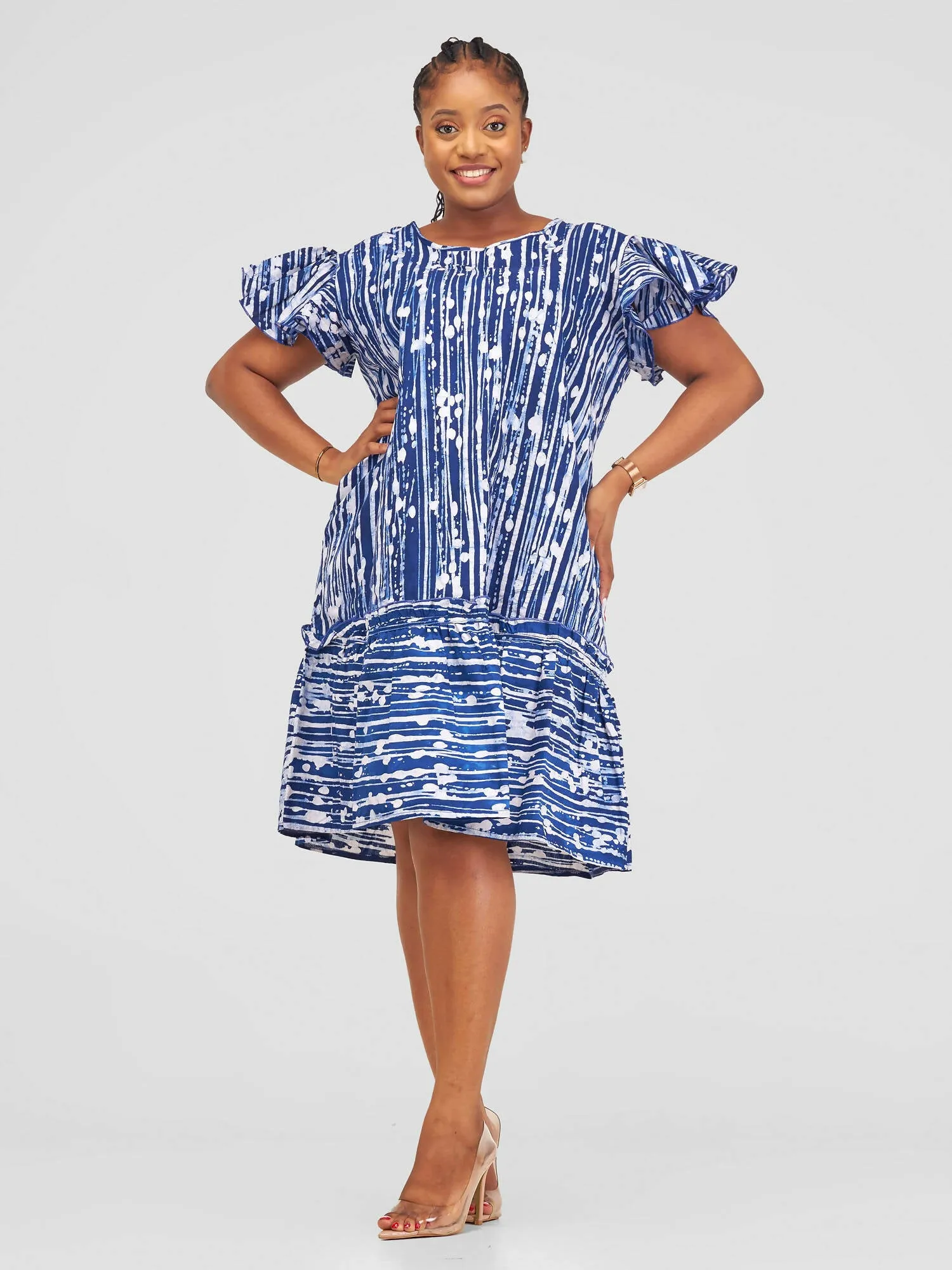 The Fashion Frenzy Starehe Stripped Shift Dress - Blue