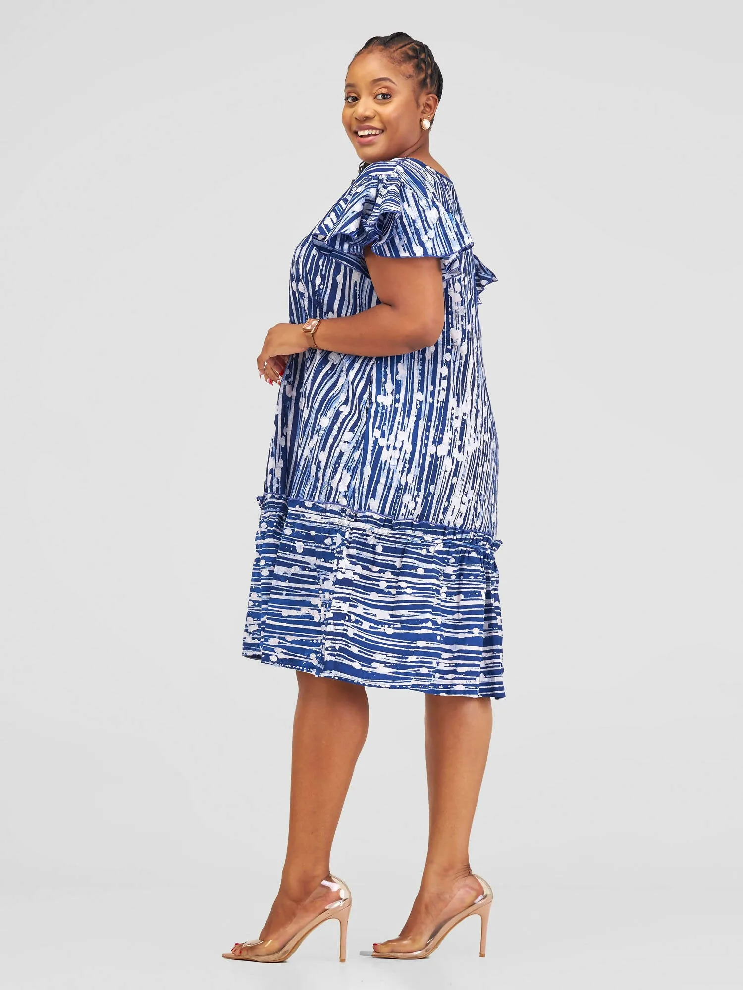 The Fashion Frenzy Starehe Stripped Shift Dress - Blue