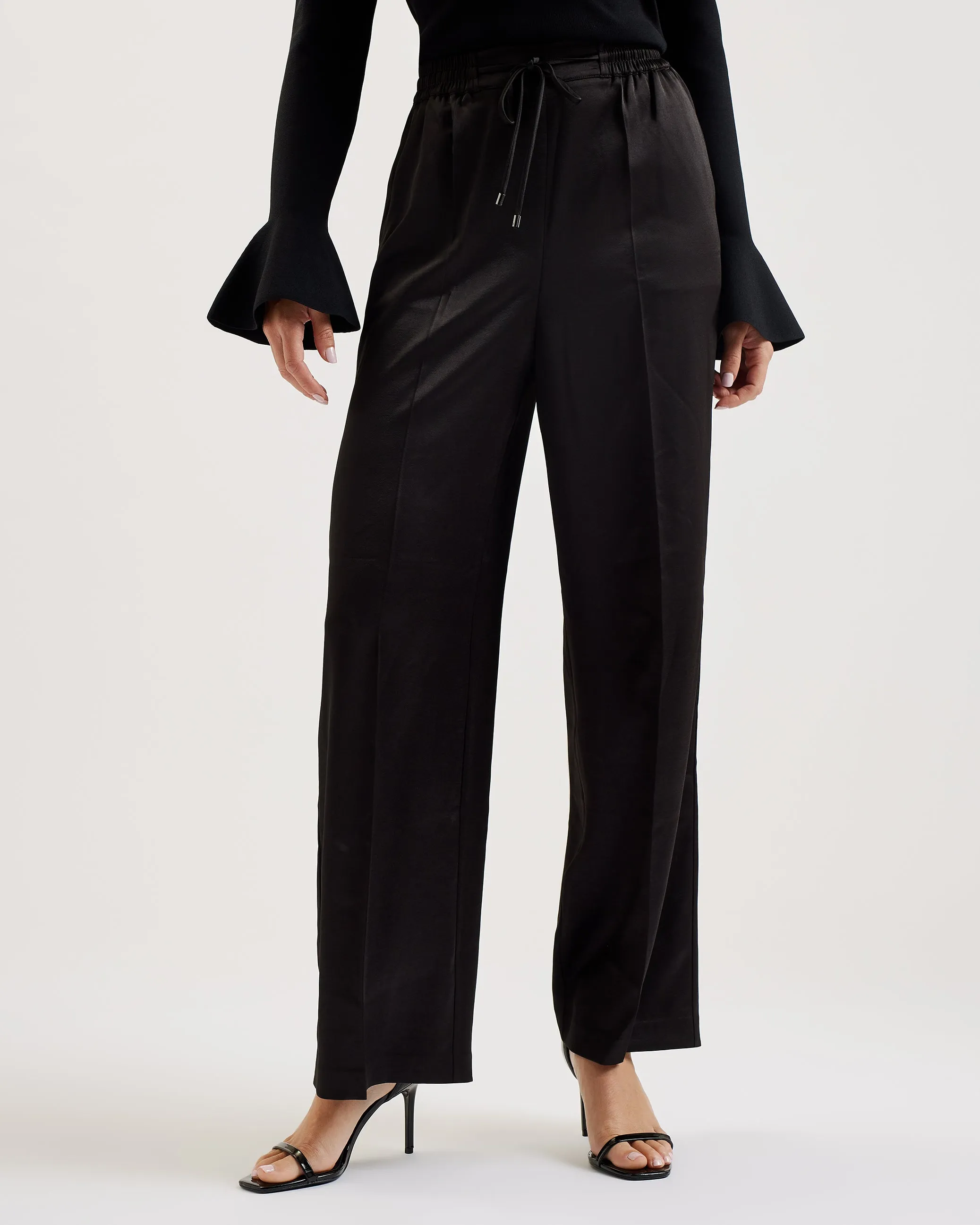 Umaibo Satin Wide Leg Jogger Black