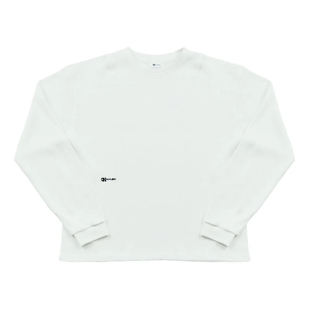 UNTITLED 004 DARTED WAFFLE-KNIT L/S SHIRT-WHITE