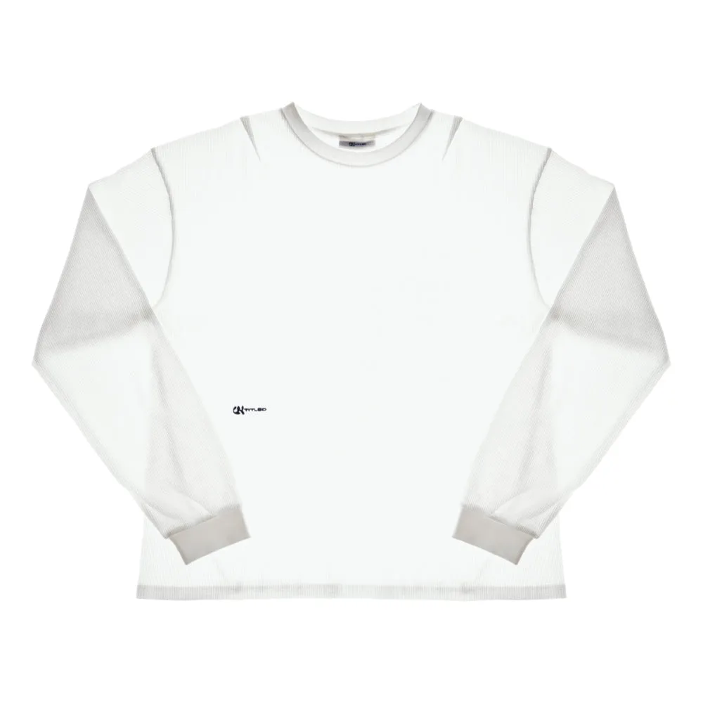 UNTITLED 004 DARTED WAFFLE-KNIT L/S SHIRT-WHITE