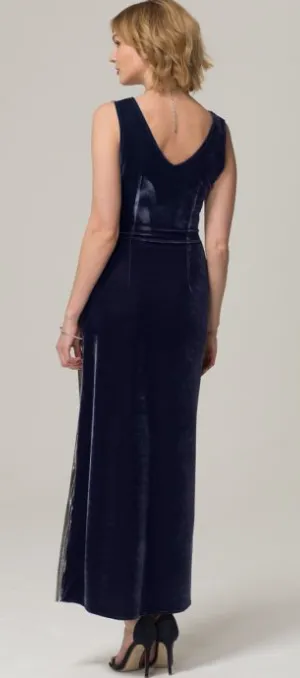 Velvet Navy Pleat Dress