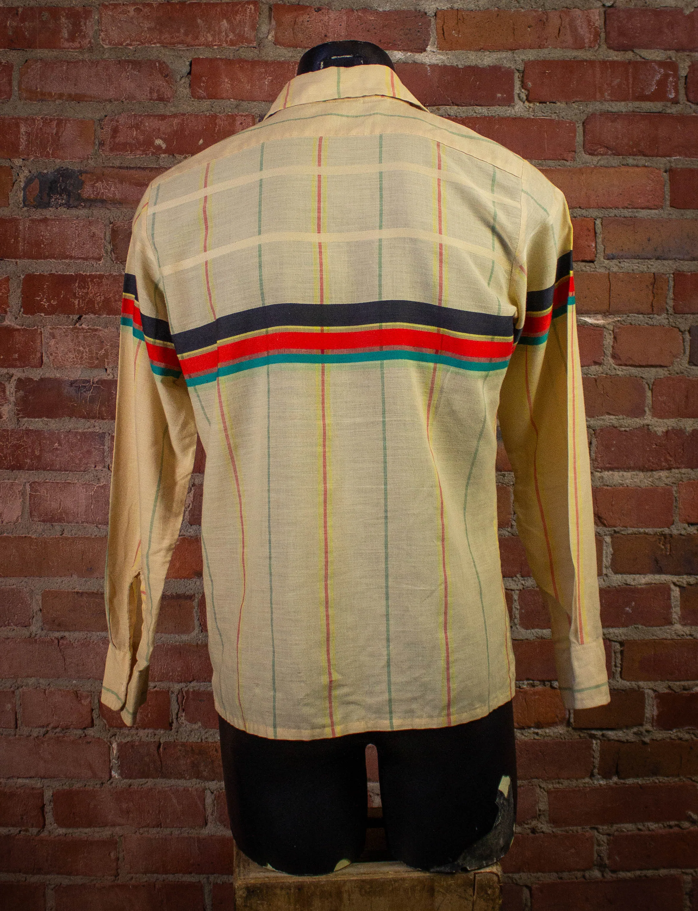 Vintage El Toro Bravo Striped Button Up Shirt Cream Medium