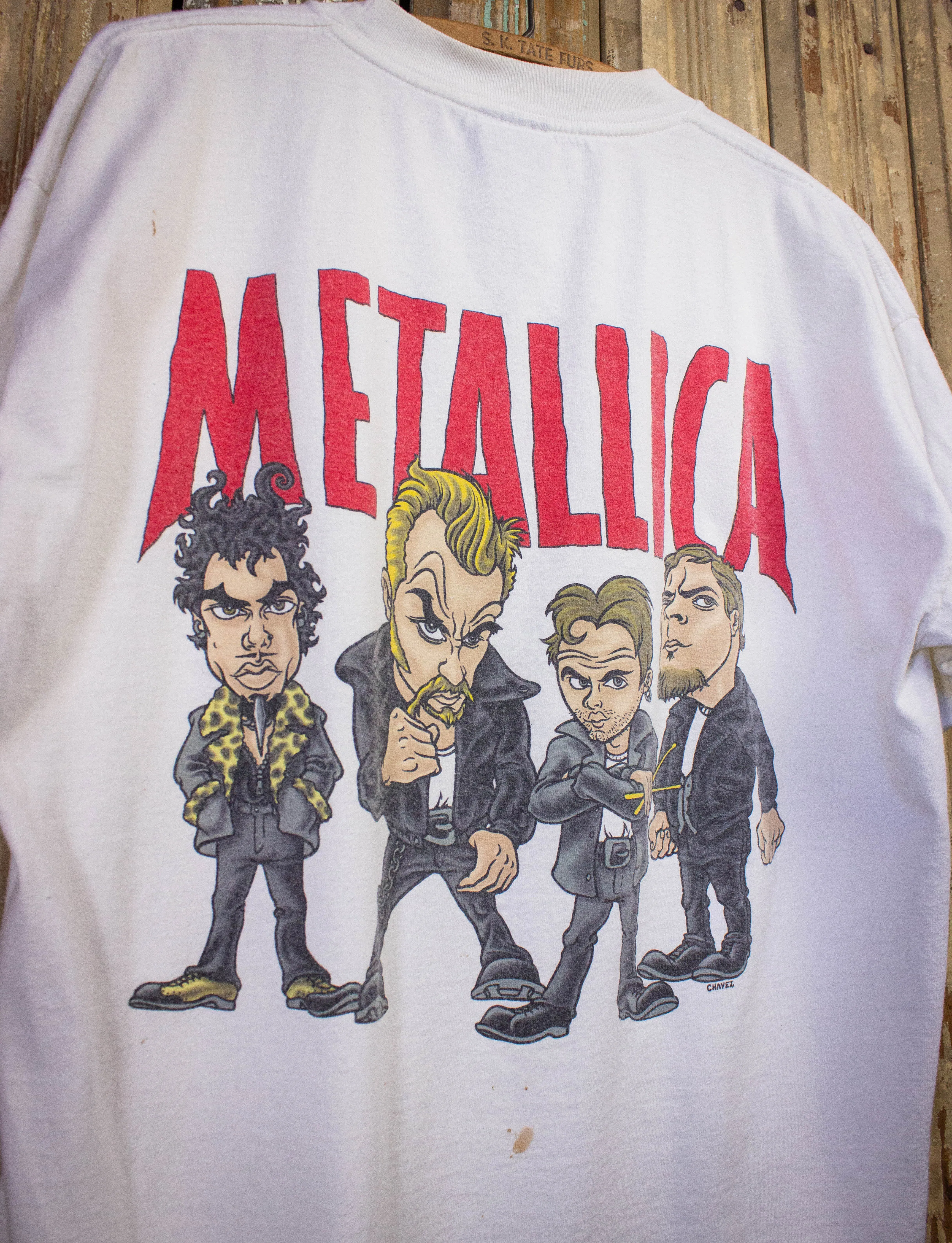 Vintage Metallica Cartoon Band Members Concert T Shirt 1996 White XL