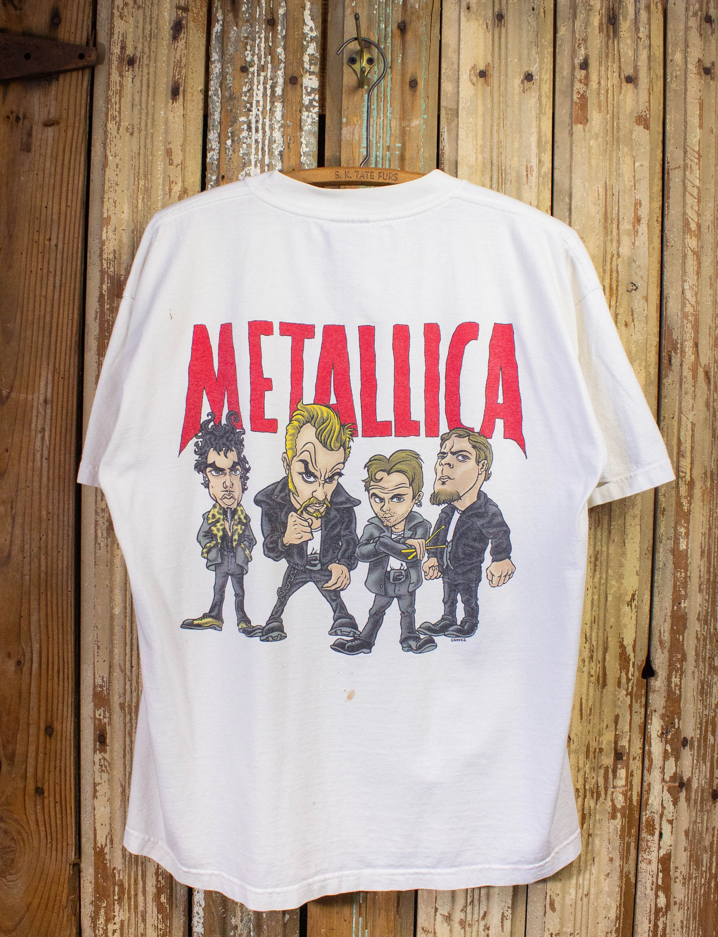 Vintage Metallica Cartoon Band Members Concert T Shirt 1996 White XL