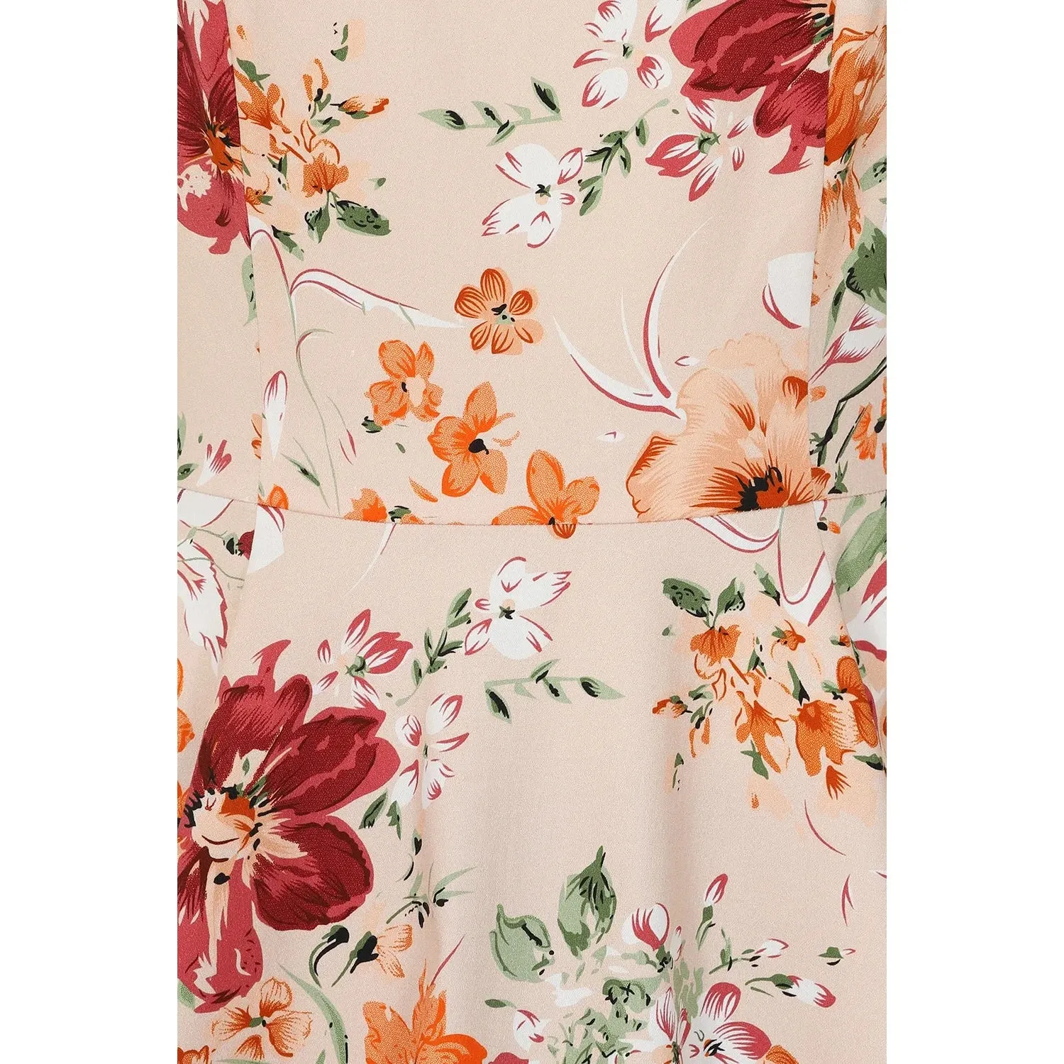 Warm Orange Sleeveless Floral Swing Tea