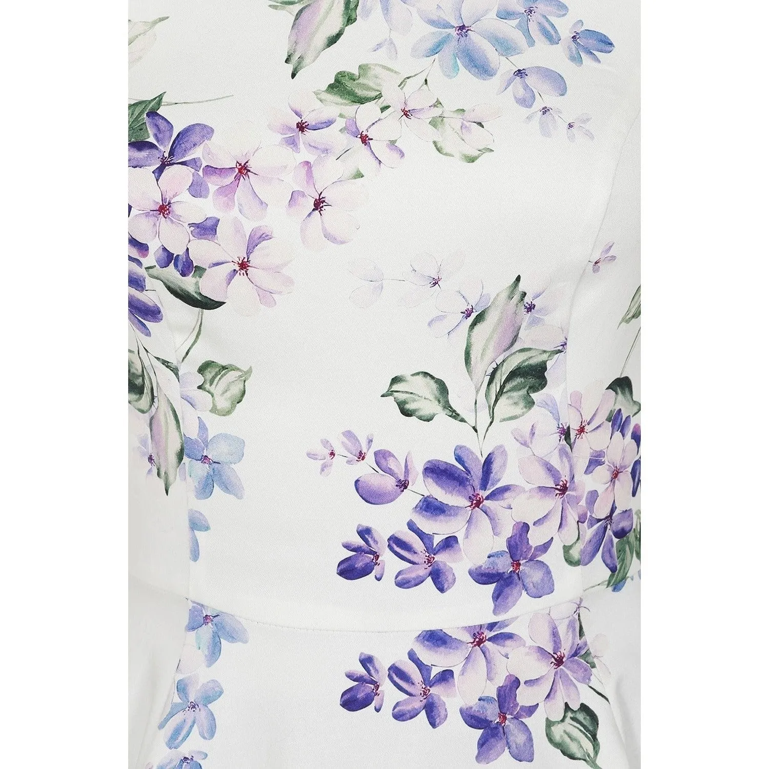 White Purple Floral Print Audrey Rockabilly 50s Swing Dress